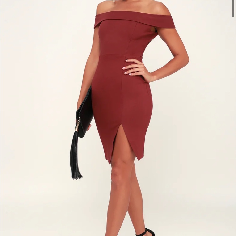 Lulus Way Of Love Wine Red Off-the-Shoulder Bodycon Dress